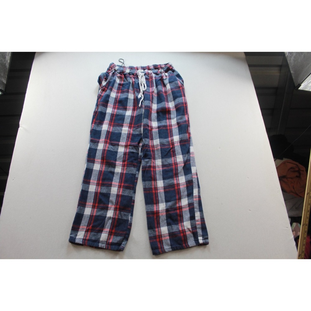Sapna Lounge Pajama Pants Womens M Blue Red Plaid Cotton Flannel